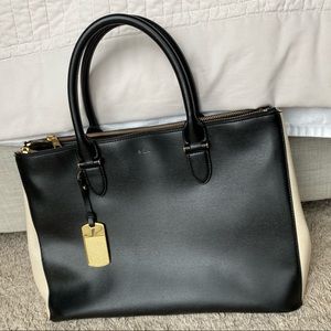 Ralph Lauren Newbury Satchel 2 Tone Tote